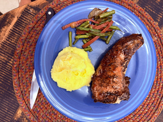 Actual Honey Pot Porterhouse chop cooked and plated