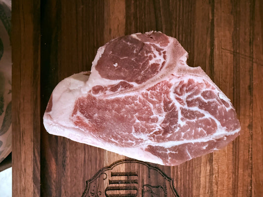 Actual Honey Pot Mangalitsa Porterhouse chop raw